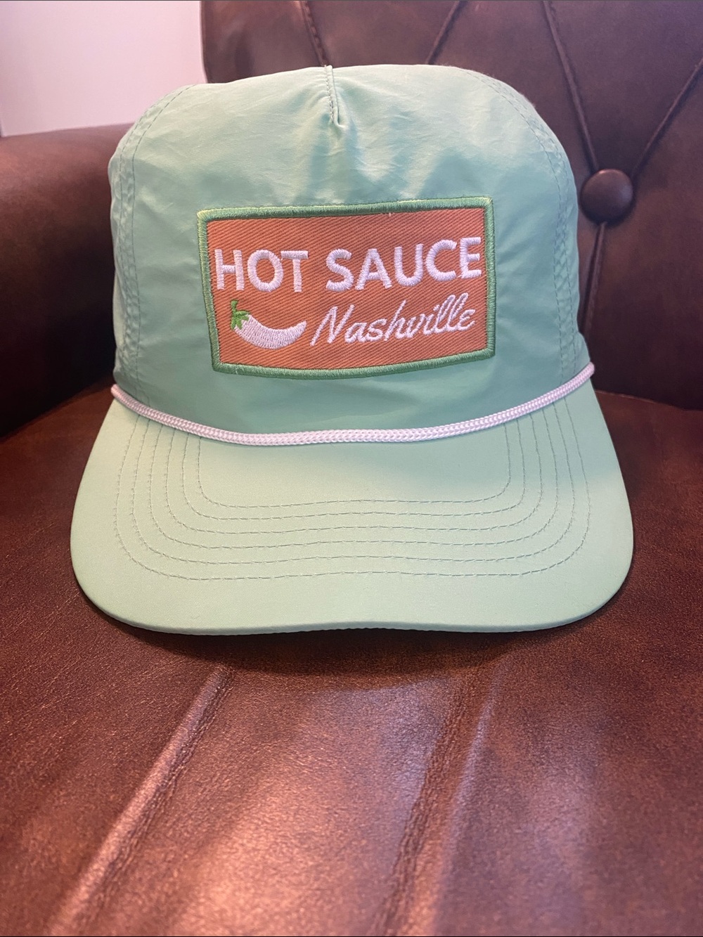 Hot Sauce Nashville Patch Cap Unstructured SnapBack Rope Hat Summer Beach Pool 🔥